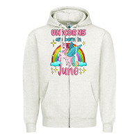 Oatmeal Heather unicorns are born in june Zipper Hoodie - Jasminsmagicworld