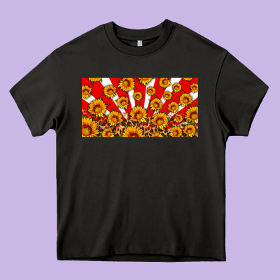 Usa Sunflowers Leopard License Plate Heavy Core Tee Designed By Hra Design Shop