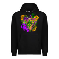 Black Mardi Gras heart Premium Hoodie - HowdyJamesFarm