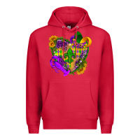 Cardinal Mardi Gras heart Premium Hoodie - HowdyJamesFarm