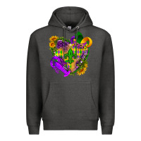 Charcoal Heather Mardi Gras heart Premium Hoodie - HowdyJamesFarm