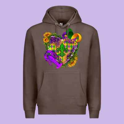 Mardi Gras Heart Premium Hoodie Designed By Howdyjamesfarm