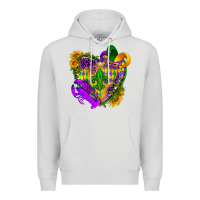Dove Grey Mardi Gras heart Premium Hoodie - HowdyJamesFarm