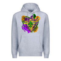 Heather Grey Mardi Gras heart Premium Hoodie - HowdyJamesFarm
