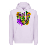Lilac Mardi Gras heart Premium Hoodie - HowdyJamesFarm