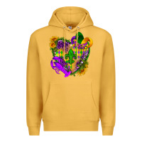 Mustard Mardi Gras heart Premium Hoodie - HowdyJamesFarm