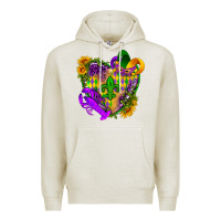Oatmeal Heather Mardi Gras heart Premium Hoodie - HowdyJamesFarm