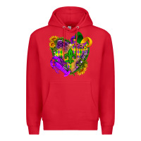 Red Mardi Gras heart Premium Hoodie - HowdyJamesFarm