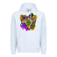 White Mardi Gras heart Premium Hoodie - HowdyJamesFarm