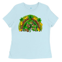Baby Blue St. Patrick's Day rainbow Ladies Tee - Neo Western