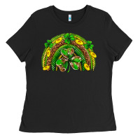 Black St. Patrick's Day rainbow Ladies Tee - Neo Western