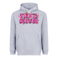 Heather Grey Breast Cancer truck driver Heavyweight Hoodie - texasbilliewilder
