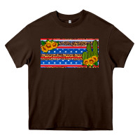 Chocolate Brown usa sunflower and cactus license plate Heavy Core Tee - HRA Design Shop