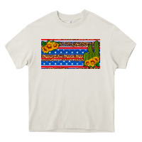 Usa Sunflower And Cactus License Plate Heavy Core Tee | Teevron