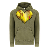 Vintage Olive softball heart Vintage Hoodie - LillyAllenDesigns