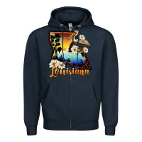 Navy louisiana  sunset map magnolia Zipper Hoodie - BarkalooDesign