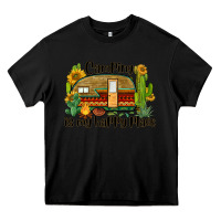 Black camping is my happy place caravan Heavy Core Tee - BarkalooDesign