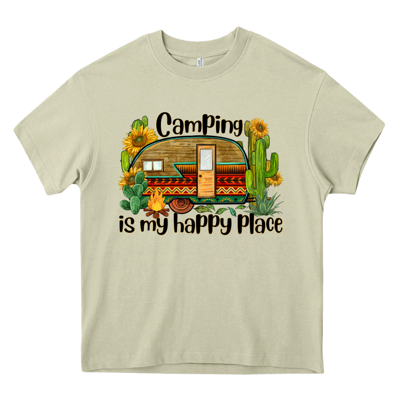 Camping Is My Happy Place Caravan Heavy Core Tee by BarkalooDesign | Teevron