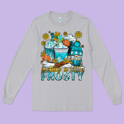 Feeling A Little Frosty Coffee Cups Long Sleeve Tee Designed By Nancycooperartshop