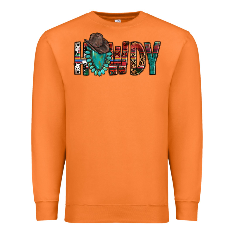 Western Howdy Gemstone Cowboy Hat Premium Sweatshirt by HowdyJamesFarm | Teevron
