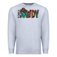 Heather Grey Western Howdy Gemstone Cowboy Hat Premium Sweatshirt - HowdyJamesFarm