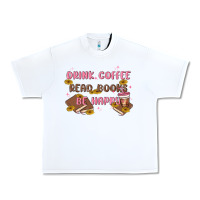 White drink coffee read books be happy Urban Heavy Tee - MaliasSmallBusiness