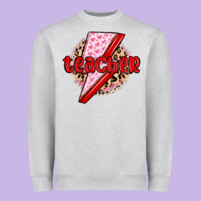 Teacher Lightning Bolt Valentines Day Heavyweight Sweatshirt Designed By Maliassmallbusiness