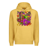 Antique Gold Mardi Gras hearts Premium Hoodie - HowdyJamesFarm