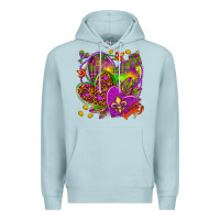 Blue Mist Mardi Gras hearts Premium Hoodie - HowdyJamesFarm