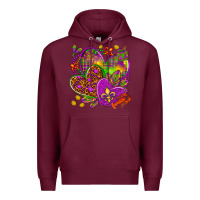 Burgundy Mardi Gras hearts Premium Hoodie - HowdyJamesFarm