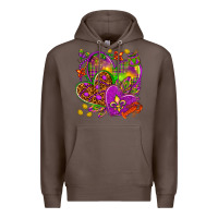 Coffee Mardi Gras hearts Premium Hoodie - HowdyJamesFarm