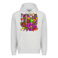 Dove Grey Mardi Gras hearts Premium Hoodie - HowdyJamesFarm
