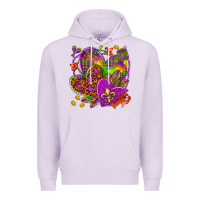 Lilac Mardi Gras hearts Premium Hoodie - HowdyJamesFarm