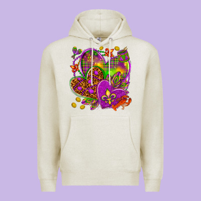 Mardi Gras Hearts Premium Hoodie Designed By Howdyjamesfarm