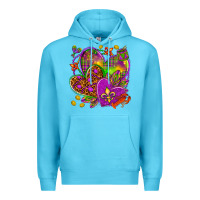 Ocean Blue Mardi Gras hearts Premium Hoodie - HowdyJamesFarm