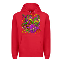 Red Mardi Gras hearts Premium Hoodie - HowdyJamesFarm