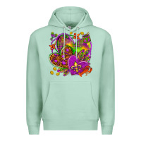 Seafoam Mardi Gras hearts Premium Hoodie - HowdyJamesFarm