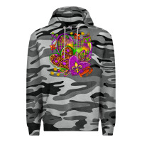 Slate Camo Mardi Gras hearts Premium Hoodie - HowdyJamesFarm