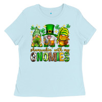 Baby Blue St. Patrick's Day shamrockin' with my gnomies Ladies Tee - Neo Western