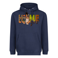 Navy Home girl Fall afro girl Heavyweight Hoodie - NancyCooperArtShop