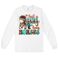 White just a girl who loves horses Long Sleeve Tee - NancyCooperArtShop