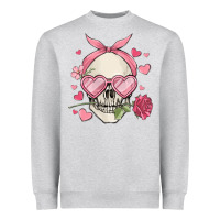 Heather Grey valentine's day skull Heavyweight Sweatshirt - MaliasSmallBusiness