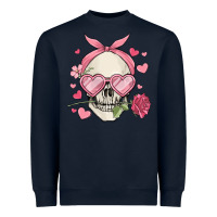 Navy valentine's day skull Heavyweight Sweatshirt - MaliasSmallBusiness