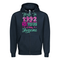 Navy made in 1992, 30 years of being awesome Zipper Hoodie - Jasminsmagicworld