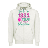 Oatmeal Heather made in 1992, 30 years of being awesome Zipper Hoodie - Jasminsmagicworld