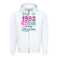 White made in 1992, 30 years of being awesome Zipper Hoodie - Jasminsmagicworld