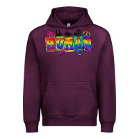 Mauve Wine we are all human Urban Hoodie - FaDigitalArtStudio