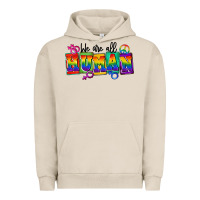 Pigment French Oak we are all human Urban Hoodie - FaDigitalArtStudio