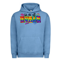 Pigment Pebble Blue we are all human Urban Hoodie - FaDigitalArtStudio
