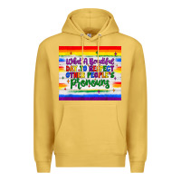 Antique Gold what a beautiful day to respect other people's pronouns  tumbler Premium Hoodie - JahusDesignShop